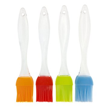 iNeibo Kitchen Silicone Basting Pastry & BBQ Brush - Flexible, Durable Brush & Crystal Handle - Set Of 4PCS, Varying Bright Color - Best Kitchen Gadget