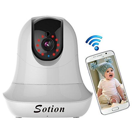 SOTION 960P HD Internet WiFi Wireless Network IP Security Surveillance Video Camera System, Baby and Pet Monitor with Pan and Tilt, Two Way Audio & Night Vision (White)