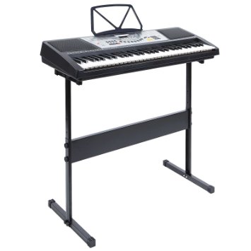 Hamzer 61 Key Electronic Music Electric Keyboard Piano with Stand - Black