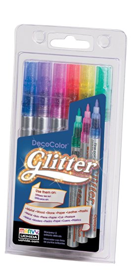 Uchida 160-6A 6-Piece Glitter Decocolor Marker Set