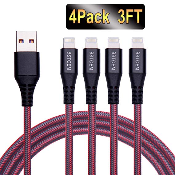 Compatible With Charger Cable (4Pack 3FT) USB Charging Cord 1M Compatible with iPhone XR/X/8/7/6/6s Plus/SE/5c/5s/5 iPad Air Pro/Air/Mini Wire
