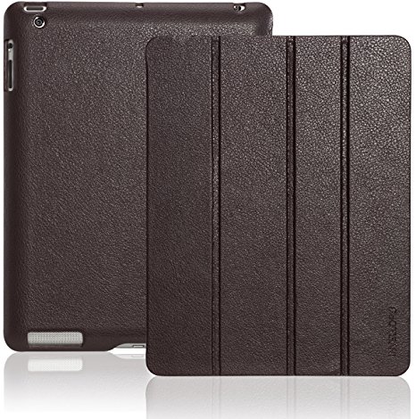 INVELLOP Chocolate Brown Leatherette Cover Case for iPad 2 / iPad 3 / iPad 4 (Built-in magnet for sleep/wake feature) iPad 2 case