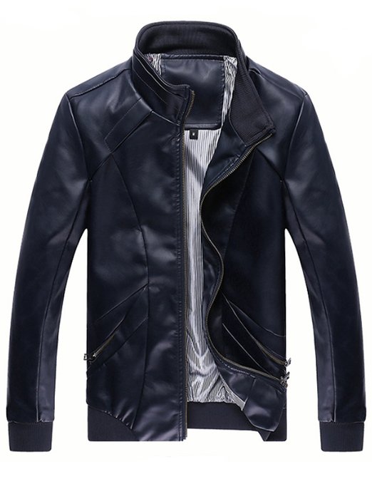 WenVen Men's Fall & Winter Fashion PU Leather Jackets