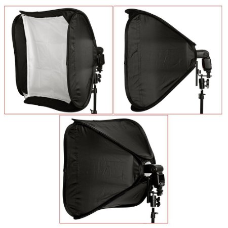 Neewer 24"x24"/60cmx60cm Professional Protable Foldable Off-Camera Flash Photography Studio, Portrait Soft Box with L-shaped bracket & flash Ring, Outer Diffuser and Carrying Case