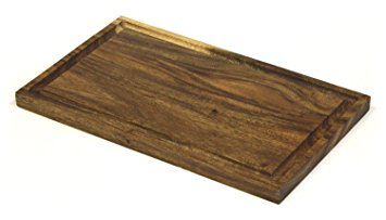 Mountain Woods Solid Acacia Cutting Board with Deep Juice Groove, Hand Carved from 1 Piece of Wood, 18" L X 11" W