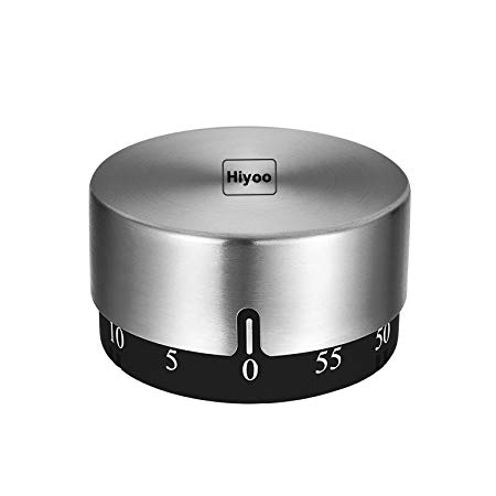 Timer Kitchen Timer 60 Minute Timing with 80dB Alarm Sound Magnetic Countdown Timer Home Baking Cooking Steaming Twist Manual Timer Stainless Steel Face Mechanical Hair Rotate Timer (60 Min)