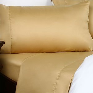800 Thread Count 100% Percale Cotton Duvet Set UK Double In Gold Solid With One Fitted Sheet Extra