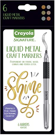 Crayola Metallic Permanent Markers, Fine Point, Assorted Colors, Art Supplies, 6 Count