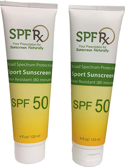 SPF 50 Sport Lotion - Peformance Lotion, Water Resistant Sunscreen- Broad Spectrum UVA & UVB Protection - Shea Butter Lotion That is a Non-Greasy Sunblock (4 oz- 2 Pack)