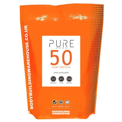 Bodybuilding Warehouse Pure Hemp Protein 50 Powder Unflavoured 1 kg