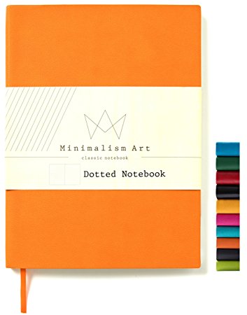 Minimalism Art | Soft Cover Notebook Journal, Size: 7.6" X 10"; B5 , Orange, Dotted Grid Page, 192 Pages, Fine PU Leather, Premium Thick Paper - 100gsm | Designed in San Francisco