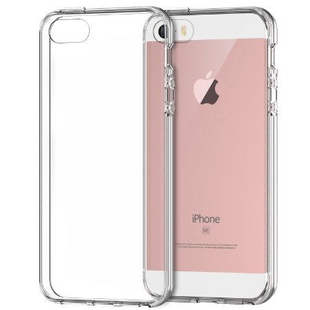 Rankie iPhone SE 5S 5 Case Shock-Absorption Bumper with Anti-Scratch Clear Back (Crystal Clear)