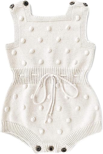 Simplee kids Baby Girl Kint Rompers Fall Sleeveless Pompoms Baby Girl Rompers Little Girl Outfit