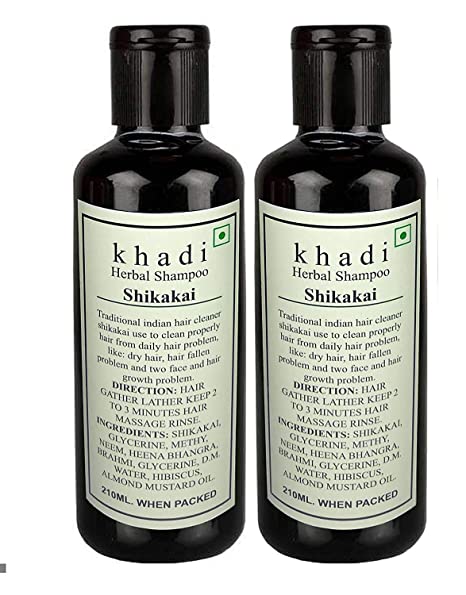 Khadi India Herbal Shikakai Shampoo 210ml (Pack of 2)