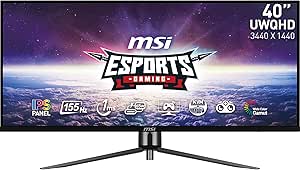 MSI mag 401QR - Monitor Gaming de 40" UWQHD (3440 x 1440) Panel IPS, 155 Hz / 1ms, 21:9, HDR 400, FreeSync Premium, Display Port 1.4a & HDMI 2.0 & Puerto Tipo C - Negro