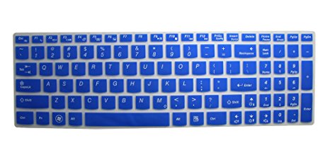 Soft Silicone Keyboard Protector Skin Cover for IBM Lenovo IdeaPad Z50, Z500, Z500A, Z510, Z510p, Z580, Z585, Z560, Z565, Z570, Z710, S510, S510p, U510, U530, Y50, Y510p, Y580, Y570, Y570D, V570, P500, P580, N580, N585, B570, B575, B590, Essential G50, G500, G500s, G505, G505s, G510, G570, G575, G770, G580, G585, G710, G700, G780, Flex 15, Flex 2 (15 inch)(if your "enter" key looks like "7", our skin can't fit) (Semi-Blue)