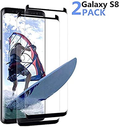 [2 Pack] Samsung Galaxy S8 Screen Protector,3D Curved Tempered [Anti-Bubble][9H Hardness][HD Clear][Anti-Scratch][Case Friendly] Glass Screen Film Compatible Samsung Galaxy S8 Black