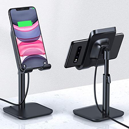 LISEN Wireless Charging Stand, Cell Phone Stand [Angle Height Adjustable] Stable Qi Fast Wireless Charger 7.5W Compatible iPhone 11/11 Pro/11 Pro Max/XR/X/Xs Max, 10W Galaxy Note 10 Note 9/S10/S9/S8