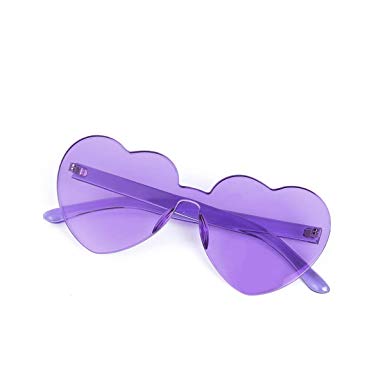 Rimless Heart Round Women Sunglasses One Piece Lens UV400 Protect Transparent Colorful Candy Vintage Eyewear