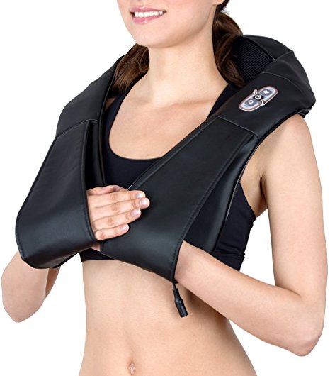 LuxFit Neck Shoulder and Back Electric Massager with Heat - Extra Long Charger