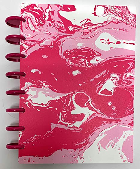 Talia Discbound Notebooks, Planner, Customizable, (Pink Marble Flow w/90's Pink Discs, Junior (5.5in x 8.5in))
