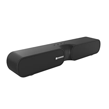 Portronics Decibel 20 16W Wireless Bluetooth Soundbar, Built-in Radio FM, 3.5mm Aux Slot, HQ Stereo Sound, Long Playtime(Black)