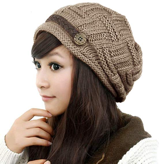Samtree Womens Beanie Hats,Stretch Crochet Knit Winter Warm Woolen Ski Cap