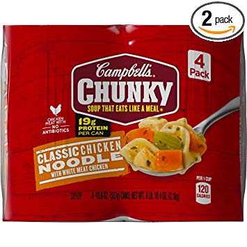 Campbell's Chunky Classic Chicken Noodle Soup With White Meat Chicken, 18.6 oz. Can, 4 Count (Pack of 2)