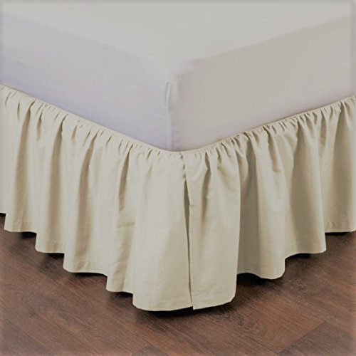 GorgeousHomeLinen (PLE) 1 Solid Pleated Dressing Bed Skirt Soft Smooth Microfiber 14" inch Drop (Queen, Ivory Off White)