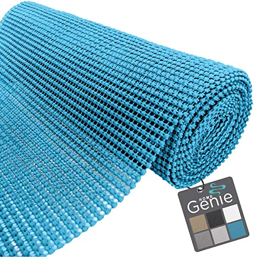 HOME GENIE Original PVC Drawer and Shelf Liner, Non Adhesive Roll, 12 Inch x 20 FT, Durable and Strong, Grip Liners for Drawers, Shelves, Cabinets, Pantry, Storage, Kitchen and Desks, Aqua