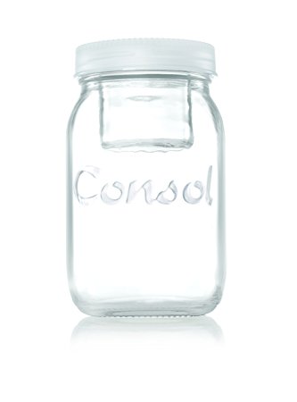 Consol 2-in-1 Classic Mason Glass Jar with a Smaller Jar Inside with One Leak Proof Lid, 34 oz., White