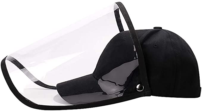 Safety Face Shield Visor Full Face Protective Cap, Anti-saliva, Anti Splash, Anti-Spitting Hat Cover Outdoor Fishing Caps Baseball Hat - Black