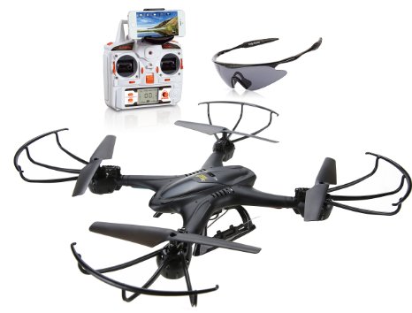 Holy Stone X400C FPV RC Quadcopter Drone with Wifi Camera Live Video One Key Return Function Headless Mode 2.4GHz 4 Channel 6 Axis Gyro RTF Left and Right Hand Mode Bundle with Goggles