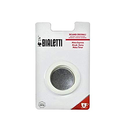 Bialetti 6961 Moka 6 Cup Replacement Filter and 3 Gaskets