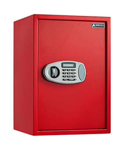 AdirOffice Security Safe with Digital Lock - Red - 2.32 Cubic Feet