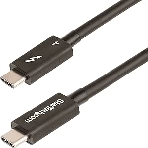 StarTech.com 1.6ft (50cm) Thunderbolt 4 Cable - 40Gbps - 100W PD - 4K/8K Video - Thunderbolt Cable - Compatible w/USB 4/Thunderbolt 3/USB 3.2/USB Type-C/DisplayPort (TBLT4MM50CM)