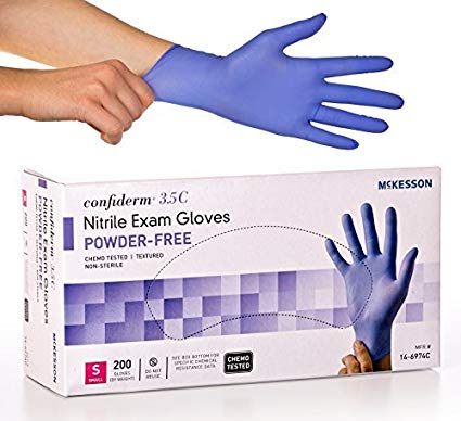 McKesson Confiderm 3.5C Nitrile Latex-Free SM Exam Gloves, Small, Chemo Tested, Powder-Free, 200/BX
