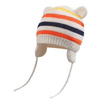 BAVST Baby Beanie Hat for Winter with Earfalp Cute Bear Kids Toddler Girls Boys Warm Knit Cap 0-2Years