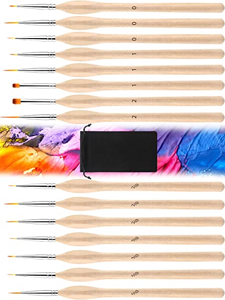 15 Pieces Detail Paint Brushes MArtist iniature Painting Brushes for Fine Detailing, Art Painting, Nail Art, Watercolor, Models, Face Painting (Wood Color)