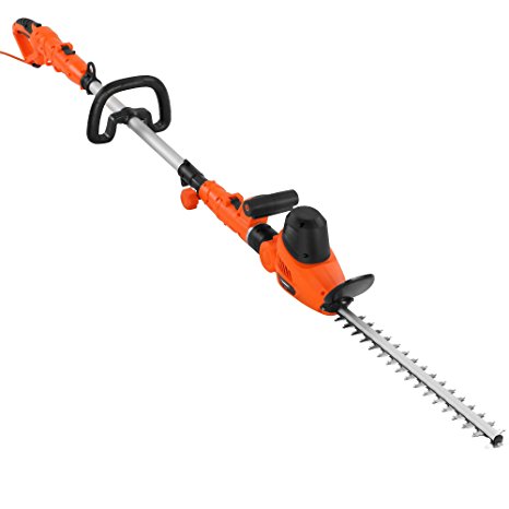 VonHaus Telescopic Extension Pole Hedge Trimmer 600W with Adjustable Head, 45cm (17”) Blade & Blade Cover