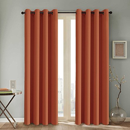 H.VERSAILTEX Thermal Insulated Blackout Room Darkening Nursery/Baby Care Curtains,Grommet Panels,52 by 84 - Inch - Burnt Orange - Set of 2