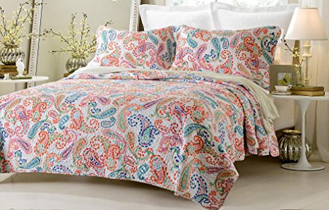 3pc Paisley Multi Color Printed Quilt Set Style # 1004 - King/California King - Cherry Hill Collection