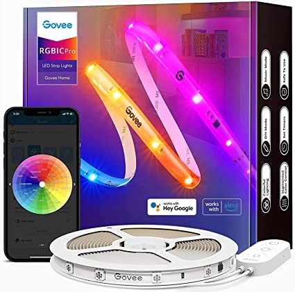 Govee Smart RGBIC LED Strip Lights, 32.8ft WiFi LED Light Strips Works with Alexa and Google, Segmented DIY, Music Sync, WiFi and App Control Color Changing LED Lights Strip for Bedroom, Ceiling, Kitchen