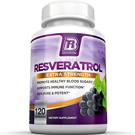 BRI Nutrition Resveratrol - 1200mg Maximum Strength Supplement - 60 Day Supply - 120 Veggie Capsules - 2 Capsules Per Serving