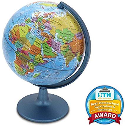 Waypoint Geographic GeoClassic Globe - 6" (10cm) Blue Ocean with UP-TO-DATE Cartography - 100's of Points of Interest - Well Constructed Weighted Base - Perfect for Educational Reference or Decoration
