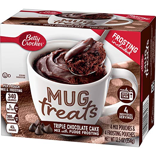 Betty Crocker Baking Mug Treats Triple Chocolate Cake Mix with Fudge Frosting,