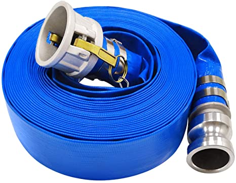 2" x 50' Blue PVC Lay-Flat Discharge Hose with Aluminum Camlock C and E Fittings
