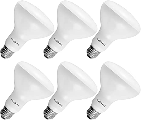 6-Pack BR30 LED Bulb, Luxrite, 65W Equivalent, 6500K Daylight White, Dimmable, 650 Lumens, LED Flood Light Bulbs, 9W, E26 Medium Base, Damp Rated, Indoor/Outdoor - Living Room, Kitchen, and Recessed