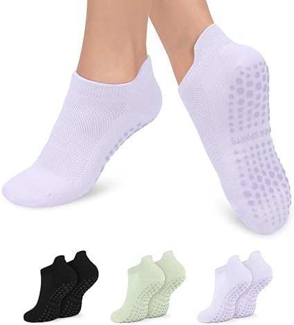 Pilates Grip Socks for Women, Non-slip Yoga Athletic Socks for Barre Ballet Barefoot Workout Hospital