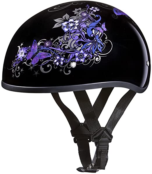 Daytona Helmets Motorcycle Half Helmet Skull Cap- Butterfly 100% DOT Approved